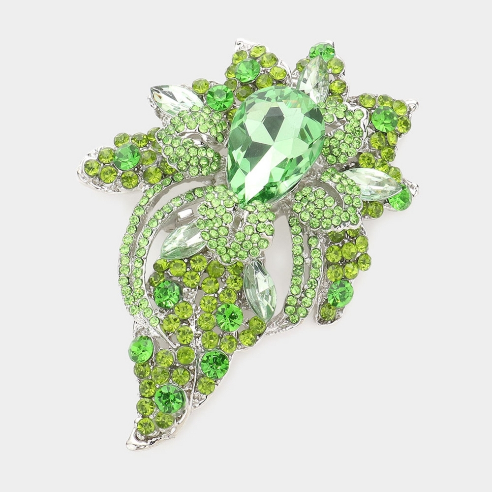 Elegant Green Crystal Brooch